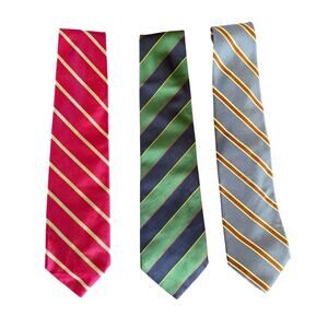 Lands' End Vintage Classic Stripe 100% Silk Tie Bundle